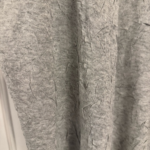 Eileen Fisher Short Sleeve Open Front Crinkle Cardigan Sweater - Gray, Size L - Picture 7 of 7